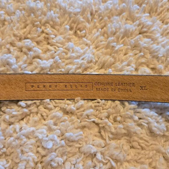 Perry Ellis Dark Navy Genuine Leather Belt XL - Picture 3 of 7